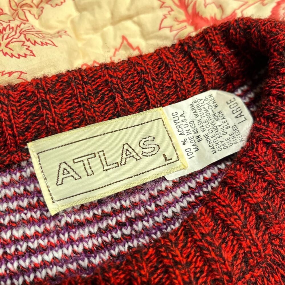 Beautiful Vintage 90s ATLAS super soft not itchy at all Purple and Red sweater - Picture 3 of 4
